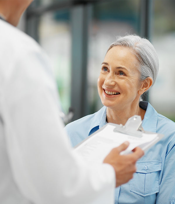 Patient discussing PET/CT Scan with healthcare provider